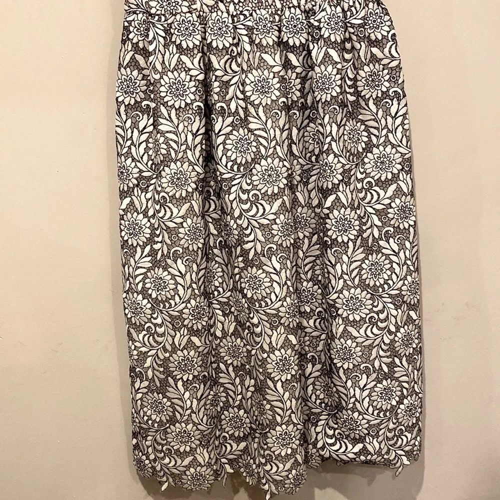 Draper James Navy Blue White Floral Lace Spaghetti Strap Tea Length Dress - Picture 5 of 7